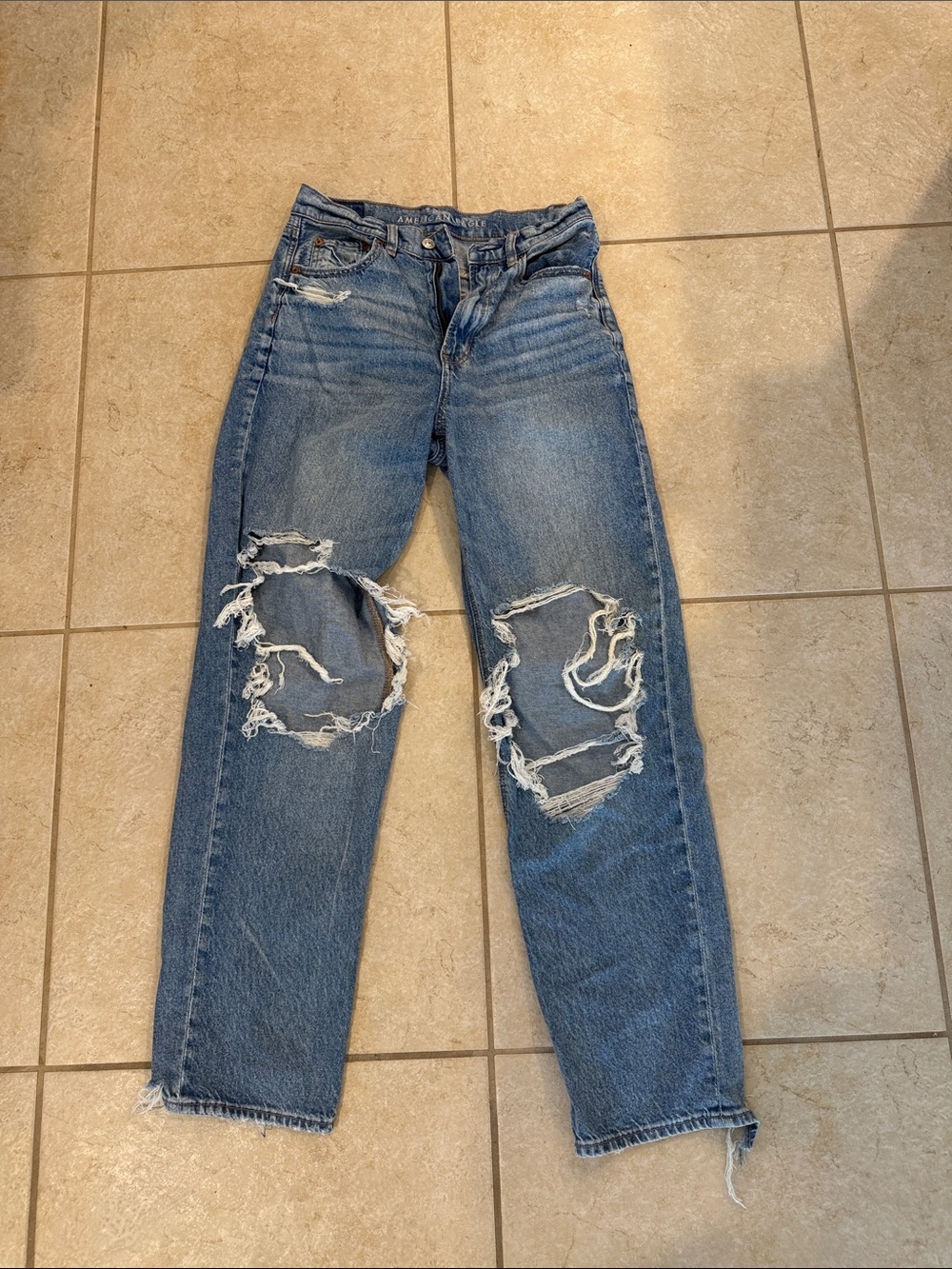American Eagle Outfitters Distressed Light Blue Boyfriend Jeans